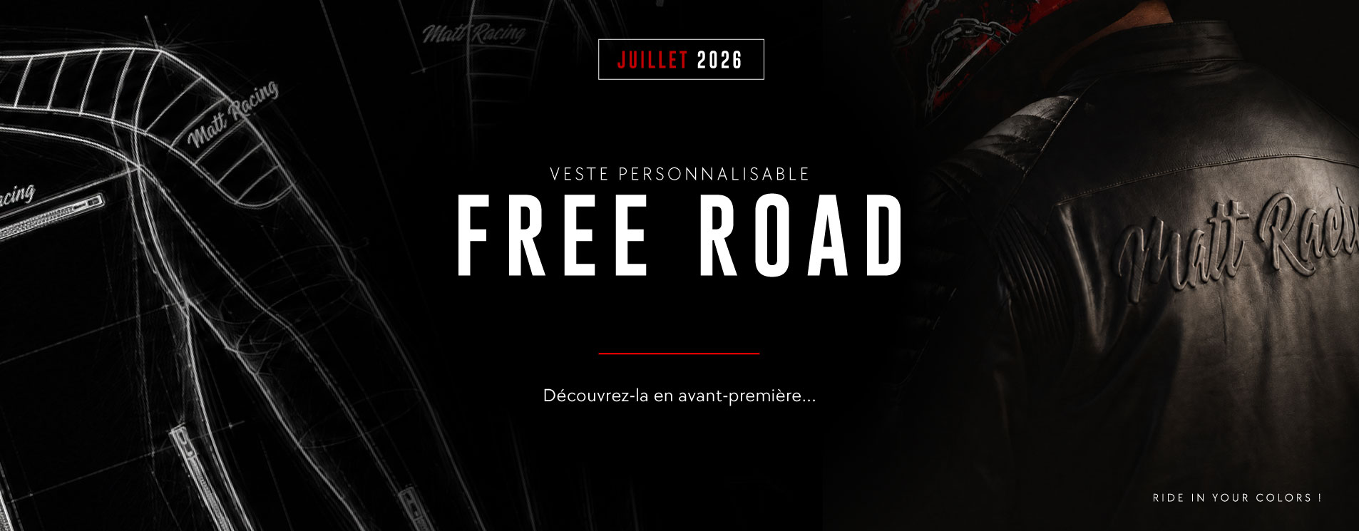 Veste FREE ROAD - cuir moto personnalisable - sortie officielle en Juillet 2026